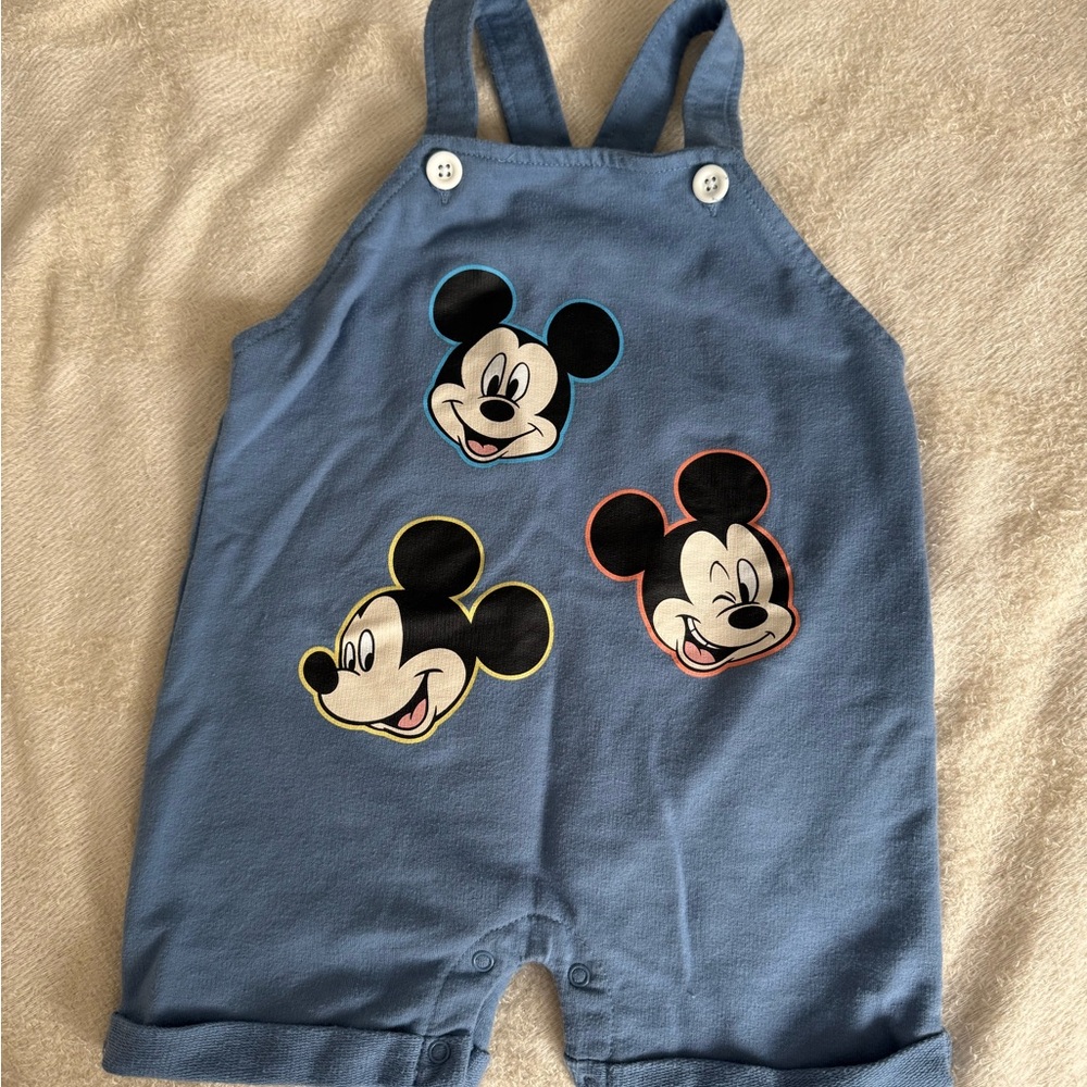 Disney Blue One Piece Overalls with Mickey Mouse Design